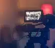 selective focus photo of turned-on black video camera