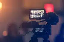 selective focus photo of turned-on black video camera