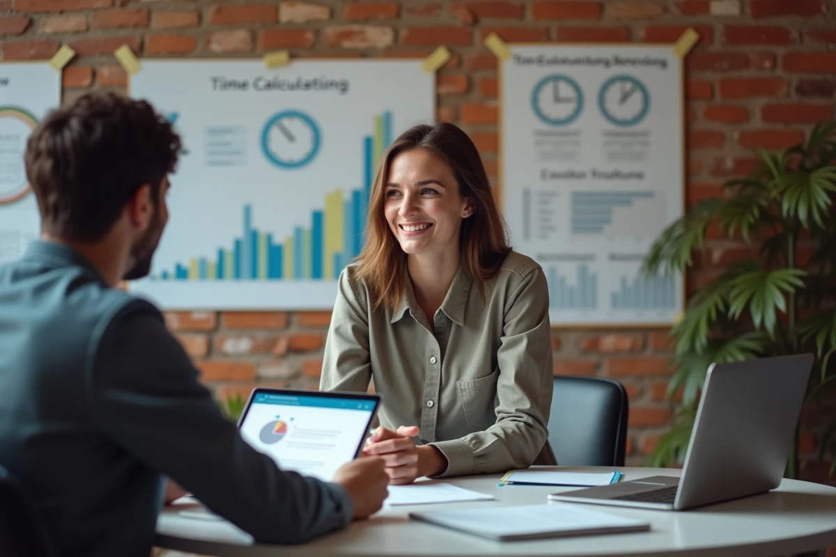 Jeune femme souriante discutant d