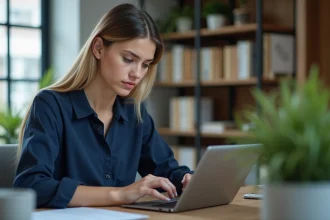 Jeune femme consultant les réseaux sociaux sur une tablette pour vérifier des informations sur l'âge d'une personnalité médiatique