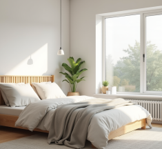 Tendance déco : la tête de lit en tasseaux de bois