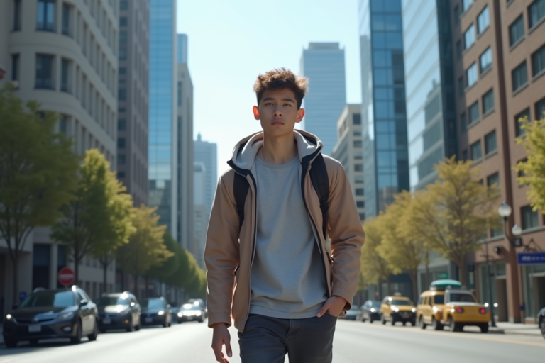 Imperméable techwear avec capuche et poches innovantes à Tokyo