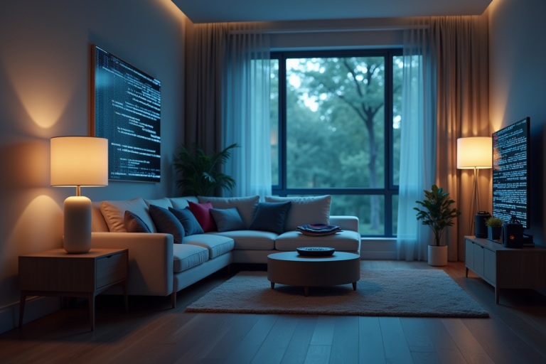 Appareils intelligents connectés dans un intérieur moderne et sécurisé