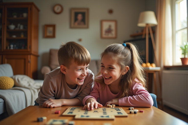 Cousins partageant des souvenirs et des moments complices en famille