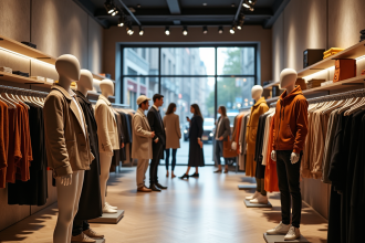 Vitrine d un magasin de mode moderne avec mannequins tendance