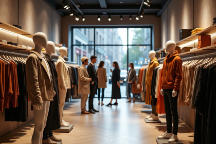 Vitrine d un magasin de mode moderne avec mannequins tendance