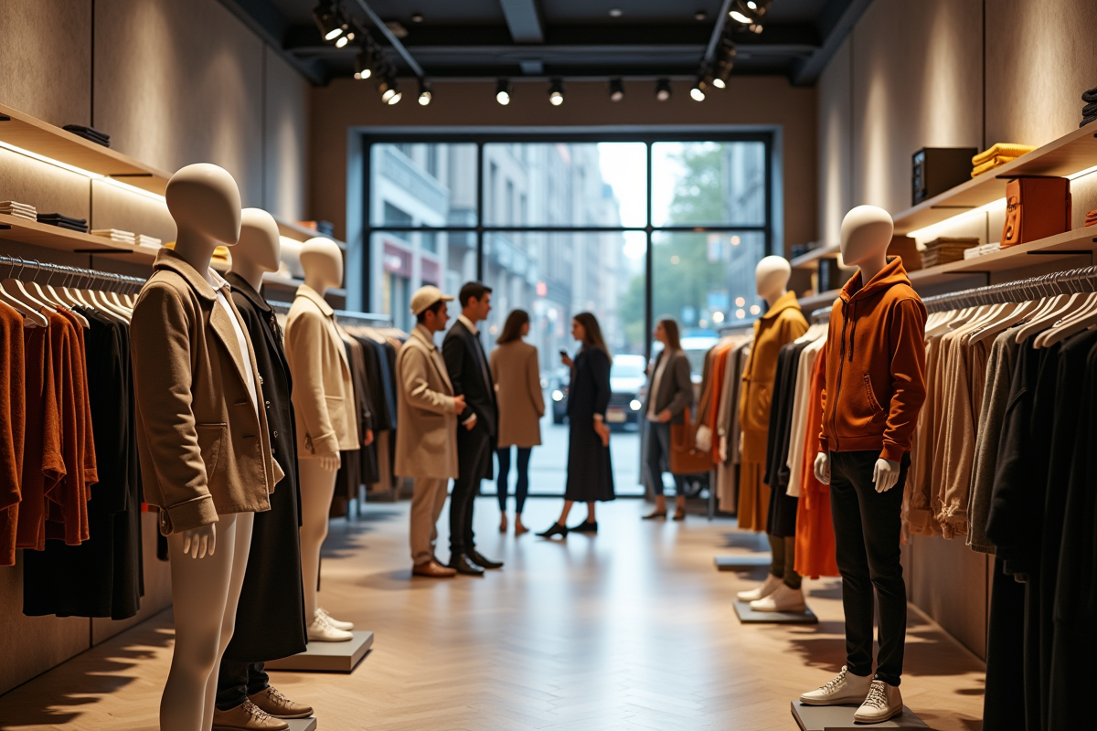 Vitrine d un magasin de mode moderne avec mannequins tendance