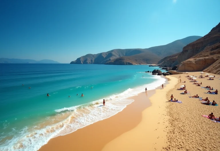 Plage en Crète avec ciel ensoleillé en octobre