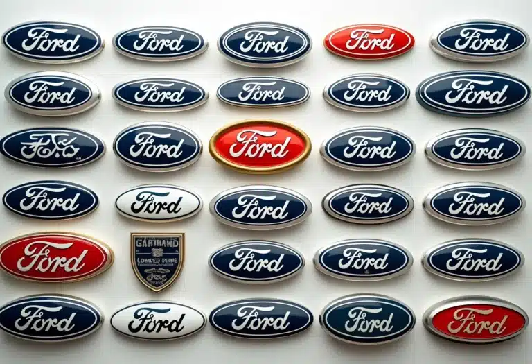 Évolution du logotype Ford depuis 1903 avec variations graphiques