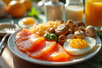 Table de petit déjeuner avec aliments riches en vitamine D