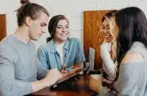 A group of friends at a coffee shop