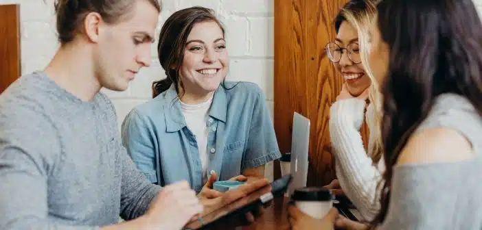 A group of friends at a coffee shop